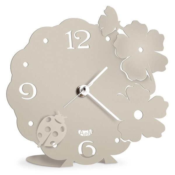 Orologio Coccinella in Ferro Verniciato Dimensioni 15x h15 cm utilizzabile come bomboniera colore avorio