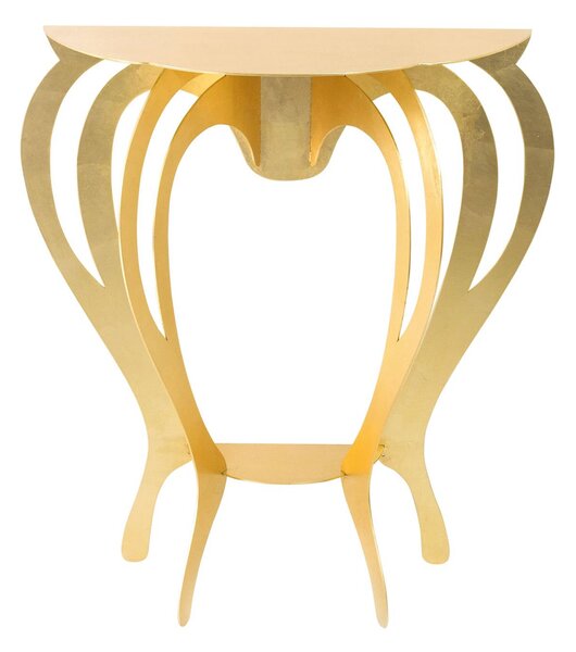 Piccola consolle elegante di design Ballerina in metallo, 80x35Px80h, colore Oro