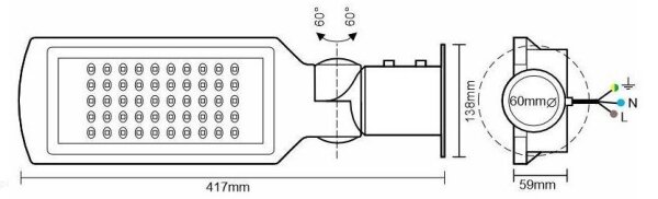 Lampione stradale a LED con sensore LED/50W/170-400V IP65