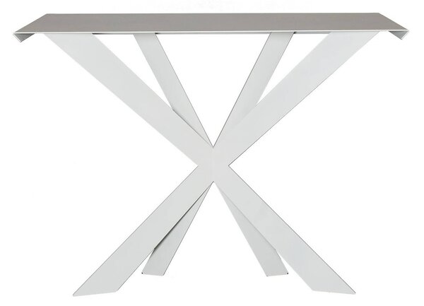 Consolle in stile moderno Exsodus Zeus in metallo, 110x35Px78h, colore Bianco Neve