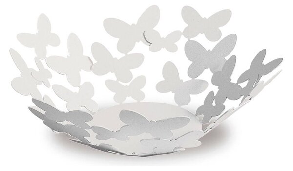 Centrotavola Butterfly piccola in metallo, diam.28x11h, colore Bianco Neve