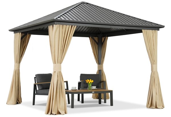 Gazebo in metallo Sardegna 3x3 con tende Garden Point beige