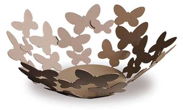 Centrotavola Butterfly grande in metallo, diametro 40x h 15cm, Centrotavola moderno grande, composto da una serie di farfalle dalla grandezza differente colore Beige