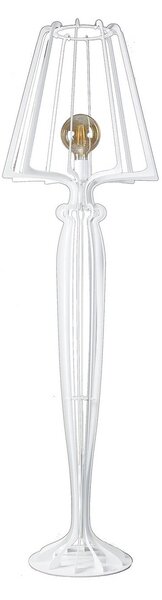 Lampada da terra raffinata Minerva in metallo, diam.48x166h, colore Bianco Neve