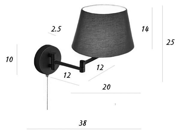 Applique braccio snodabile classico perenz crane 8474 or e27 led metallo oro opaco paralume tessuto bianco - Perenz