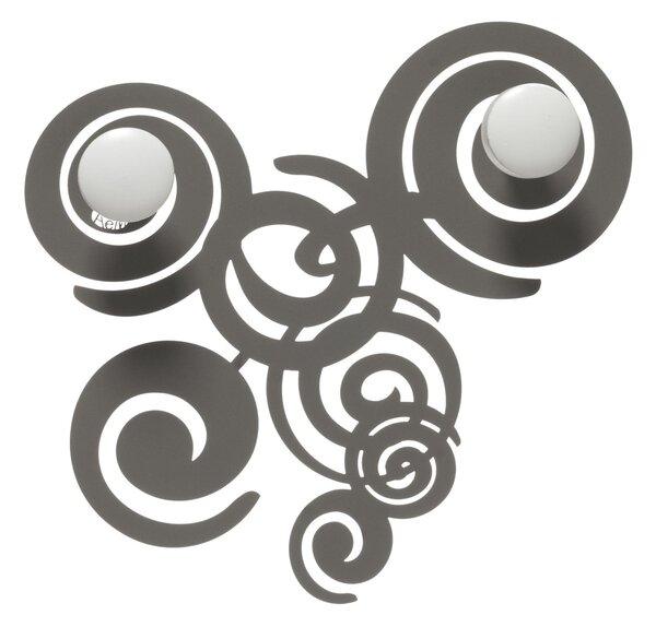 Ganci da parete con riccioli Arabesque con due pomelli posti al centro Dimensioni 29xh29 cm colore Fango