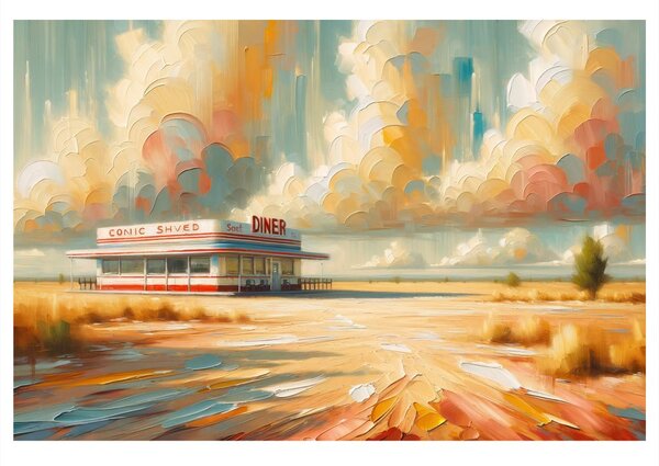 Quadro su tela – Diner solitario sotto il cielo