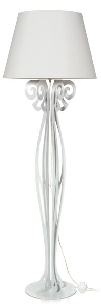 Lampada da terra raffinata CIRCEO in metallo, dimensioni 60x h 180 cm, forma di reticolato, simile a una classica piantana colore Bianco Marmo con paralume colore Avorio