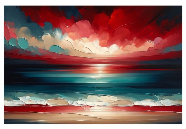 Quadro su tela – Cielo rosso sopra l’oceano