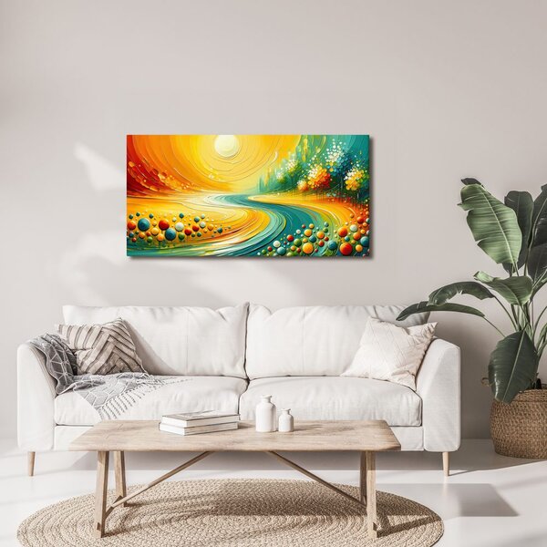 Quadro su tela – Paesaggio dorato con sole