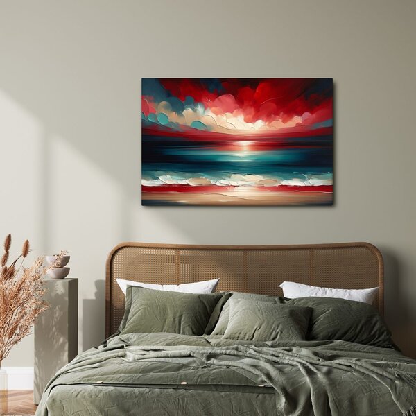 Quadro su tela – Cielo rosso sopra l’oceano
