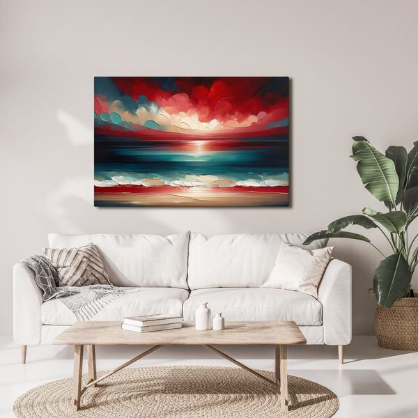Quadro su tela – Cielo rosso sopra l’oceano