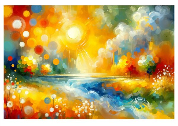 Quadro su tela – Sole splendente sopra il fiume