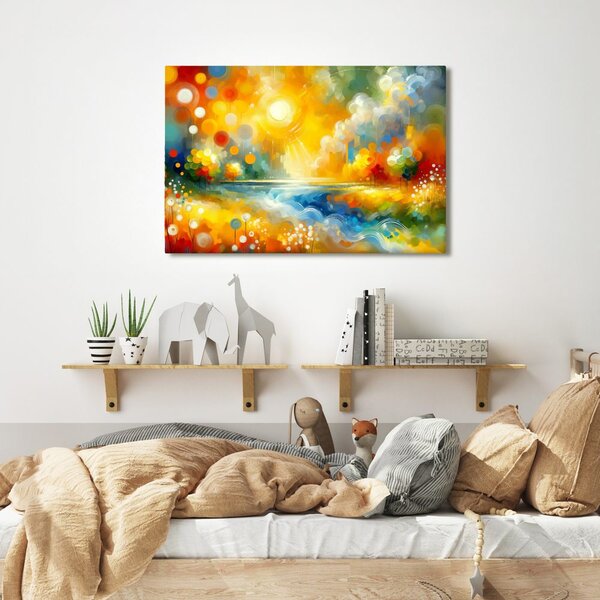 Quadro su tela – Sole splendente sopra il fiume