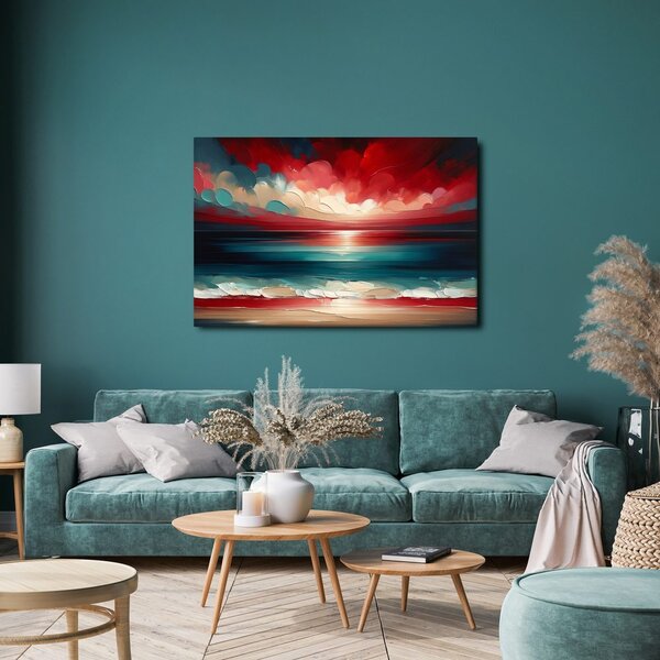 Quadro su tela – Cielo rosso sopra l’oceano