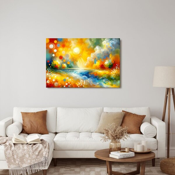 Quadro su tela – Sole splendente sopra il fiume