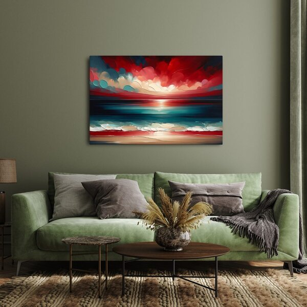Quadro su tela – Cielo rosso sopra l’oceano