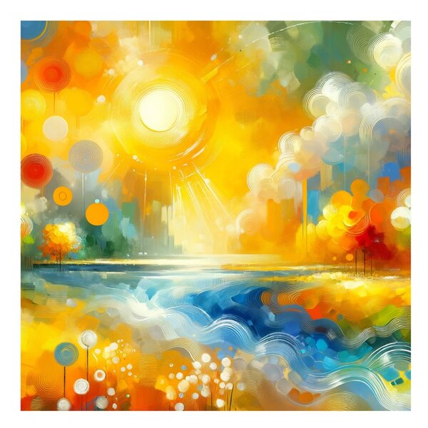 Quadro su tela – Campi di fiori e superficie d’acqua lucente
