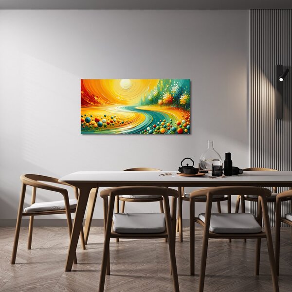 Quadro su tela – Paesaggio dorato con sole