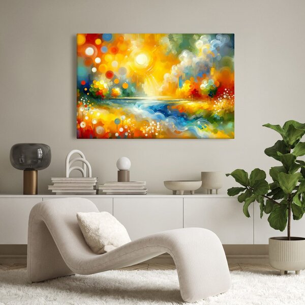 Quadro su tela – Sole splendente sopra il fiume