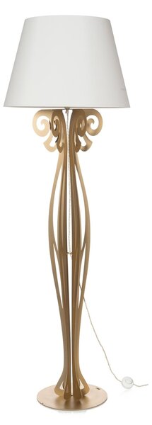 Lampada da terra raffinata CIRCEO in metallo, dimensioni 60x h 180 cm, forma di reticolato, simile a una classica piantana colore oro con paralume colore Avorio