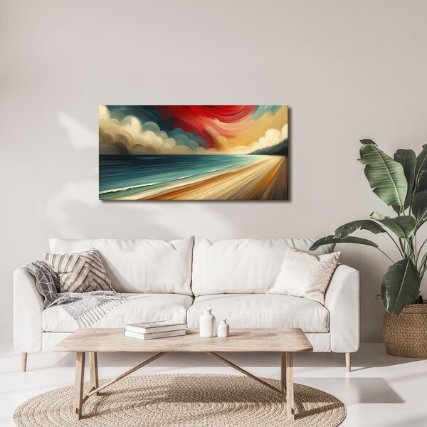 Quadro su tela – Cielo rosso sopra la costa