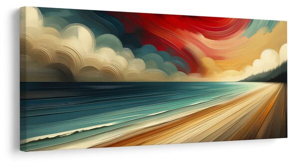 Quadro su tela – Cielo rosso sopra la costa