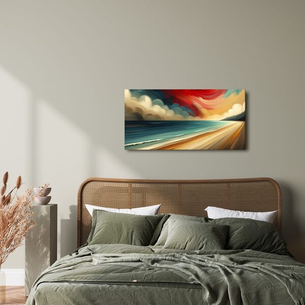 Quadro su tela – Cielo rosso sopra la costa