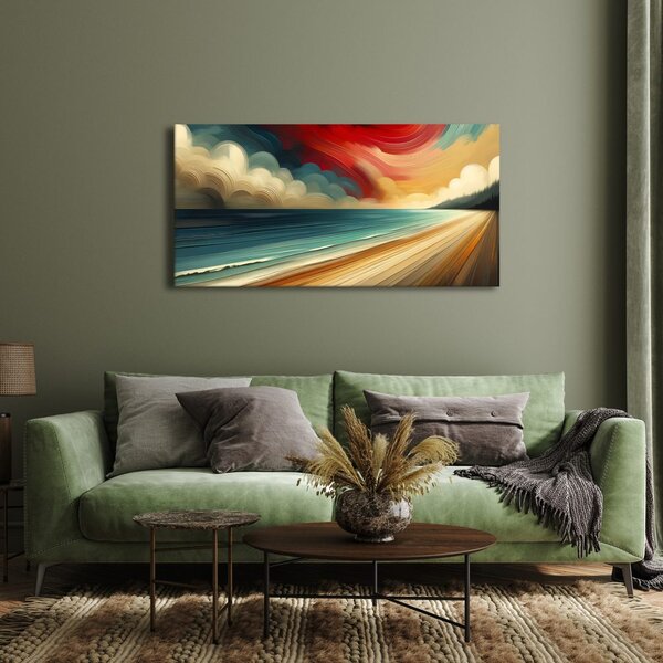 Quadro su tela – Cielo rosso sopra la costa