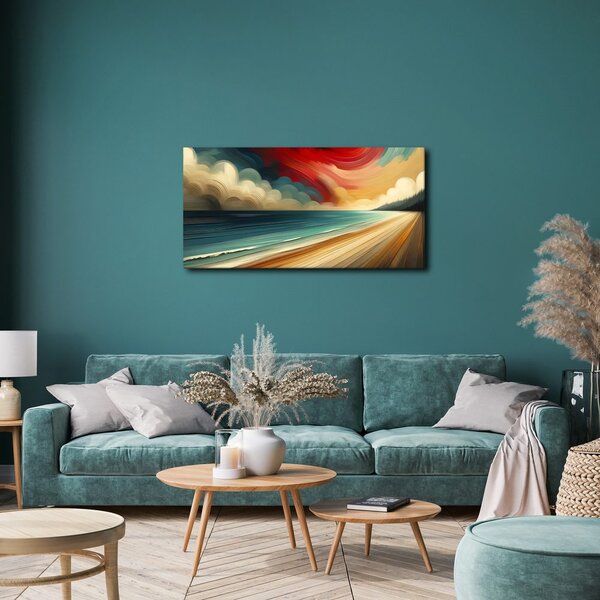 Quadro su tela – Cielo rosso sopra la costa