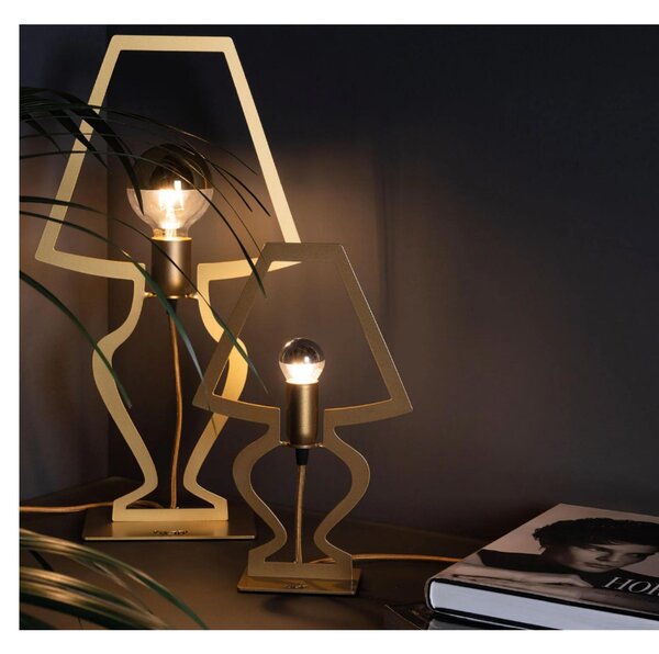 Piccola lampada da tavolo Lampada magica che evoca un carattere onirico Silhouette Dimensione 22x h 33 cm classica abat-jour e stilizzandola in una specie di contorno a filo oro