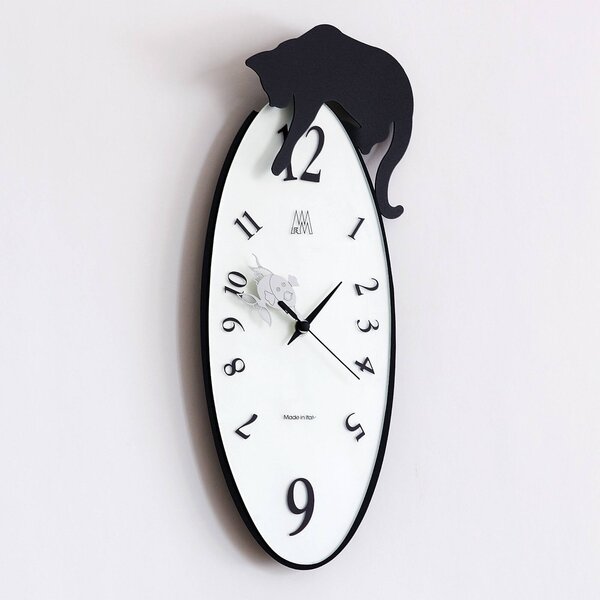 Orologio Tommy parete in metallo, 17x41h, colore Nero Goffrato