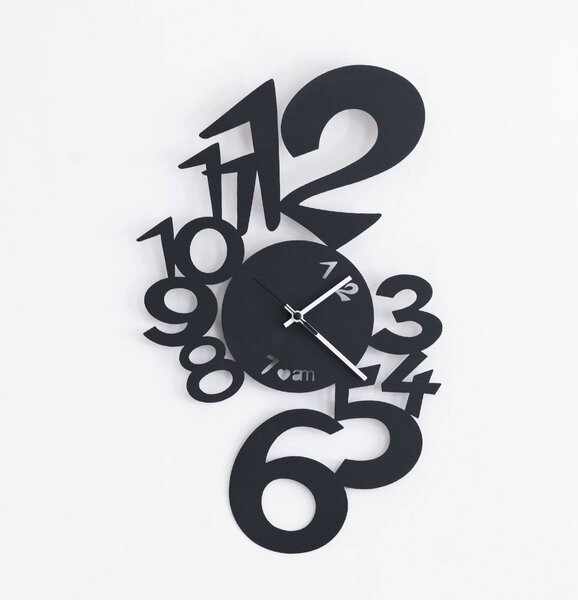 Orologio Da Parete LUPIN con quadrante circolare con incisi i numeri 1 e 2, che si sviluppano a sinistra 30x48h colore Nero Goffrato