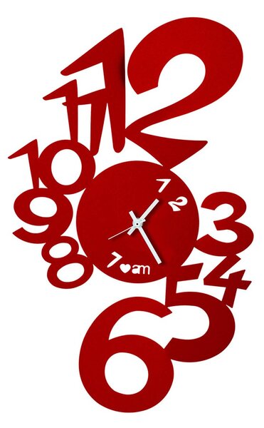 Orologio Da Parete LUPIN con quadrante circolare con incisi i numeri 1 e 2, che si sviluppano a sinistra 30x48h, colore Rosso
