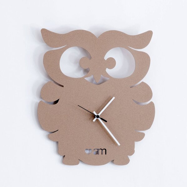 Orologio Gufino in metallo, 30x34h, colore Beige