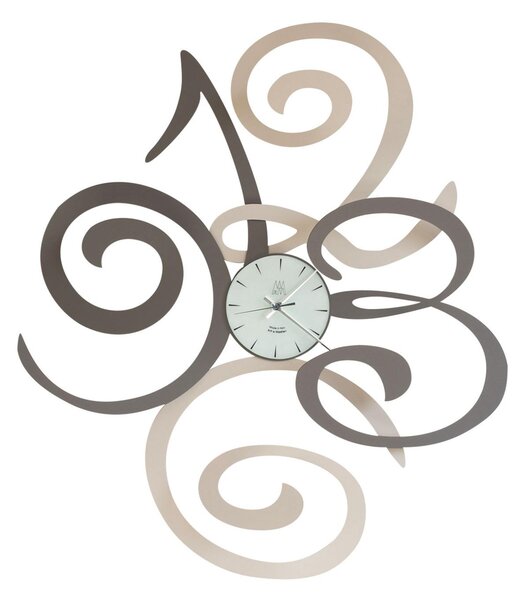 Orologio da parete sinuoso FILOMENA linee arricciate dimensioni 80x h 93 cm colore Fango e Sabbia
