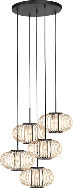 Mexlite - lampada a sospensione - HaloSwap - naturale nero - bambù - E27 - 4523ZW