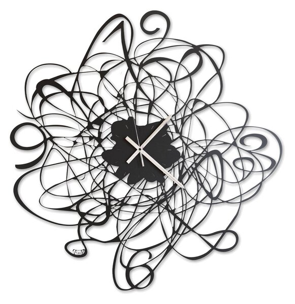 Orologio Doodle in metallo, diam.58, colore Nero Goffrato