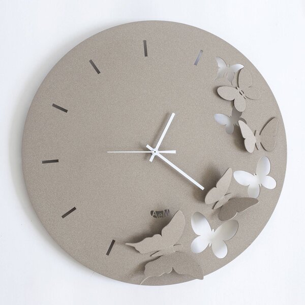 Orologio Butterfly Spring in metallo, diam.40, colore Beige