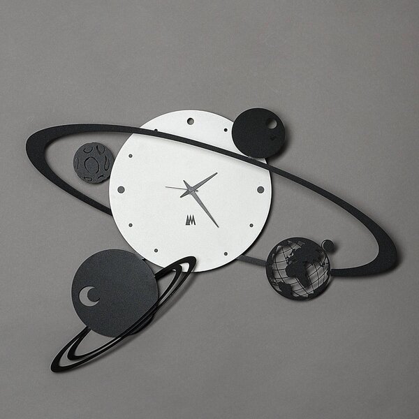 Orologio Sistema Solare in metallo, 50x36hx8P, colore Bianco Neve
