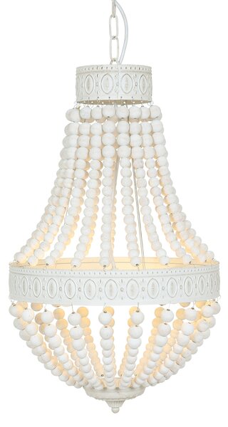Mexlite - lampada a sospensione - Ella - bianco - legno metallo - Ø 40cm - E14 - 10191W