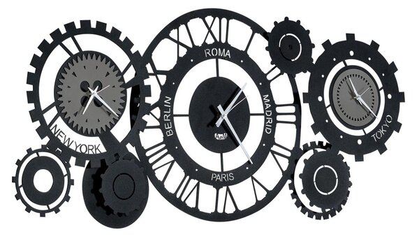 Orologio da parete interessante FUSO NECCANO composto di ingranaggi Stile Industrial dimensioni 97x h 44cm colore Nero e fango