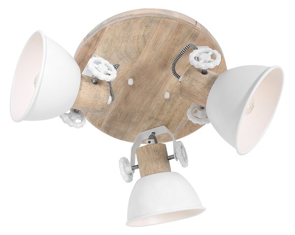 Mexlite - faretto - Gearwood - bianco - metallo legno di gomma - Ø 38cm - E27 - 3063W