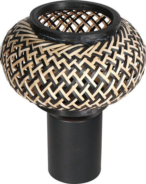 Steinhauer - lampada da tavolo - Bloeba - naturale nero - bambù metallo - lampada da comodino - E27 - 4498ZW