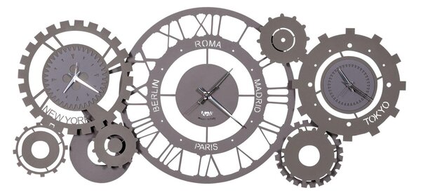 Orologio da parete interessante FUSO NECCANO composto di ingranaggi Stile Industrial dimensioni 97x h 44cm colore Fango e Alluminio