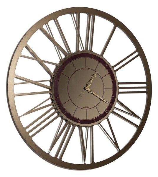 Orologio da parete di grandi dimensioni con numeri romani Big Lux in metallo, diam.90, colore Bronzo