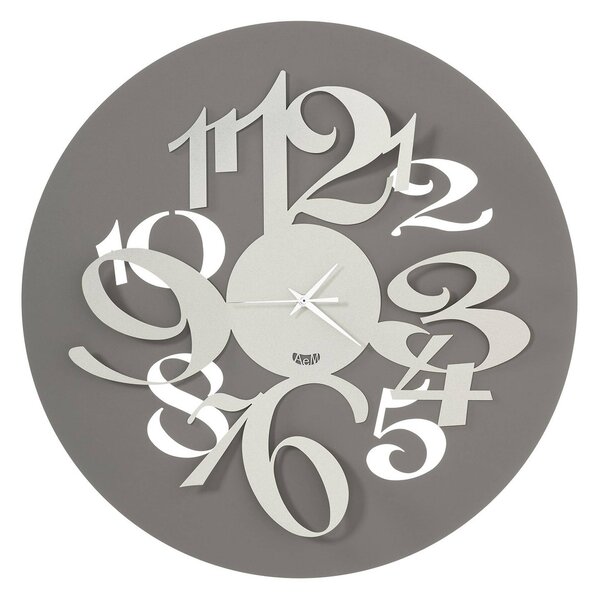 Orologio con numeri grandi effetto tridimensionale Focus in metallo, diam.50, colore Fango Avorio