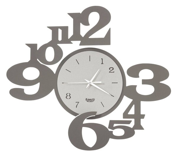 Orologio da parete a chiasmo KING in metallo, numeri di diverse dimensioni sono posti sia sulla cornice Dimensioni 45x h 40 cm, colore Fango Avorio