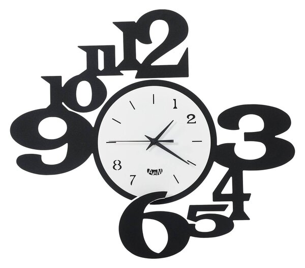 Orologio da parete a chiasmo KING in metallo, numeri di diverse dimensioni sono posti sia sulla cornice Dimensioni 45x h 40 cm , colore Nero-bianco
