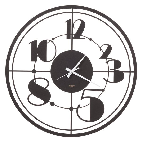 Orologio da parete r�tro Teo in metallo, diametro 50, colore Nero Goffrato
